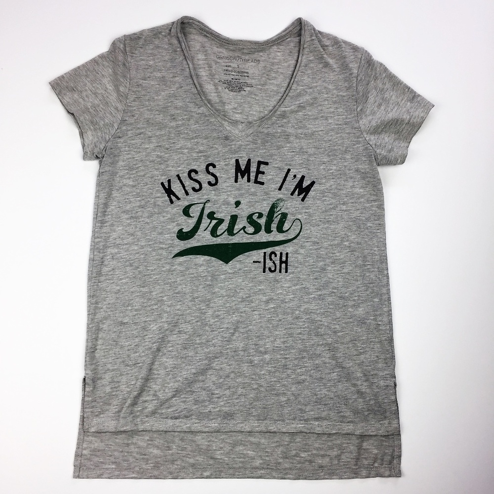 St Patrick's Day Kiss Me I'm Irish-ish V-Neck Tee